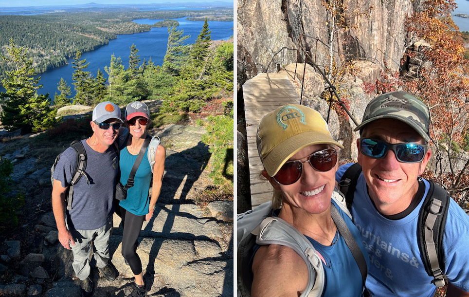 Dr. Parker and wife hiking in Maine